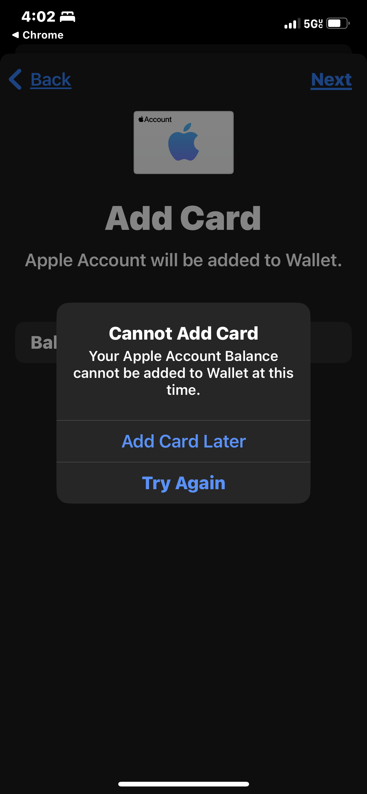 Add Apple Cash Card To Wallet Error Apple Community