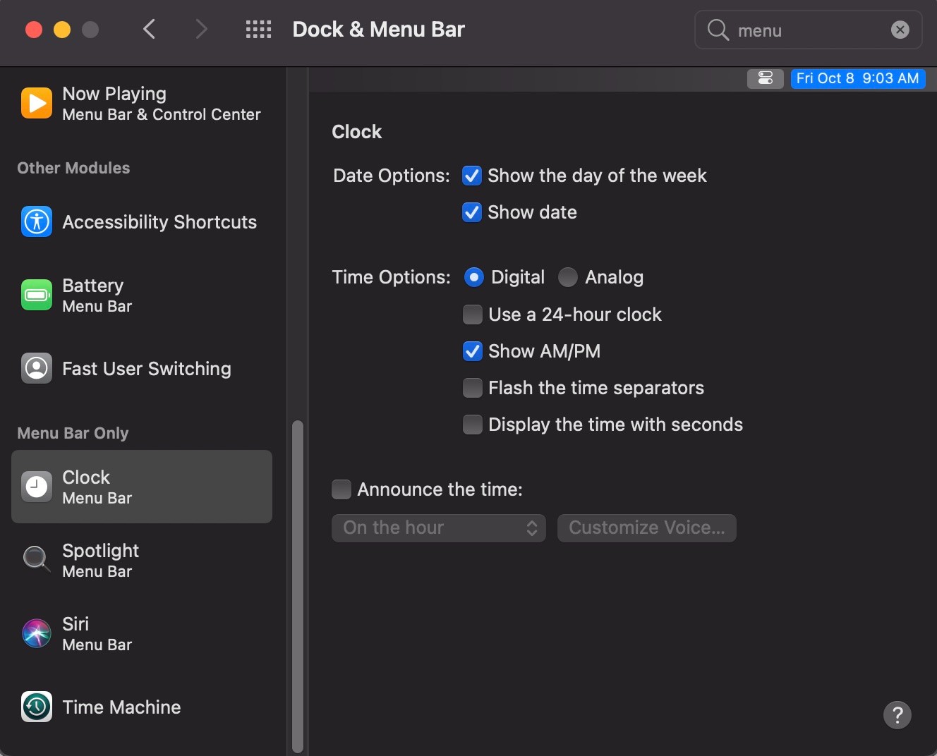 My Menu Bar clock won't show up... Apple Community
