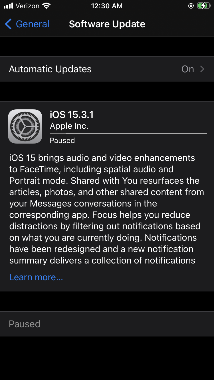 Why is my update paused? Apple Community