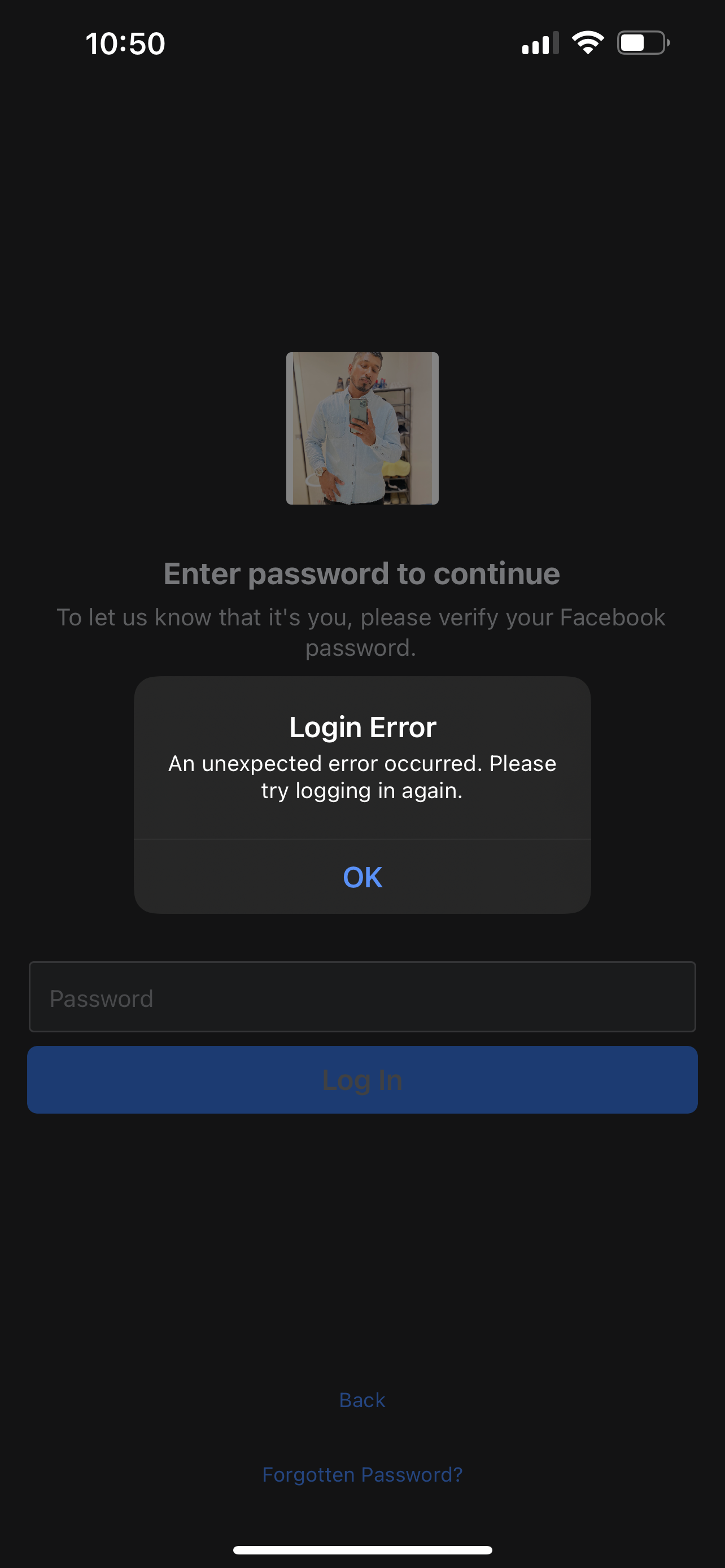 Cant login app facebook - Apple Community