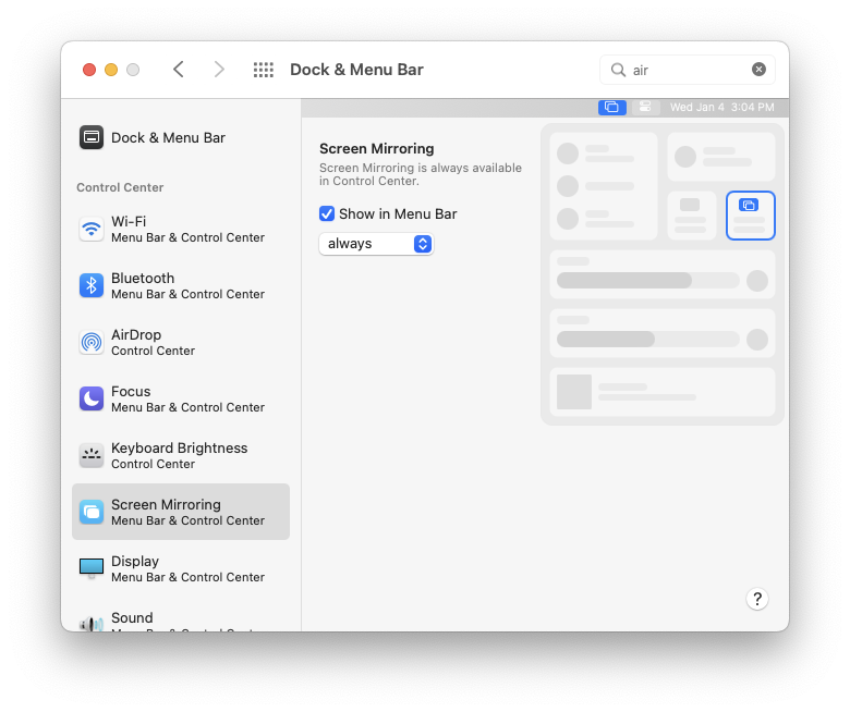 How to show Airplay or mirror display in … Apple Community