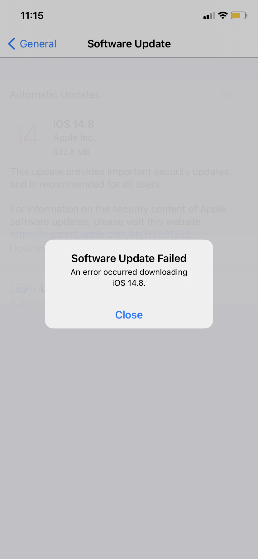 Firmware update fails : Support