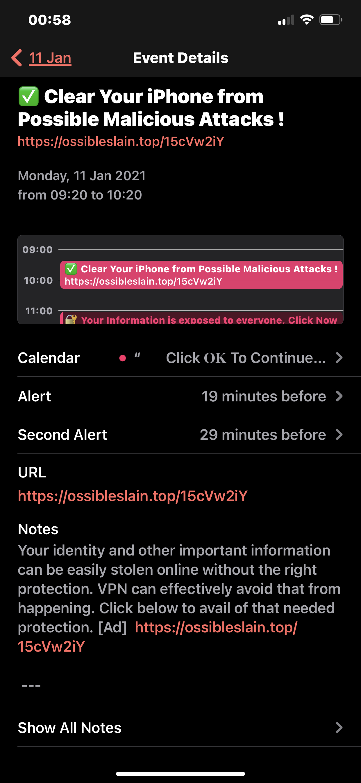 My IPhone calendar has been hacked Apple Community