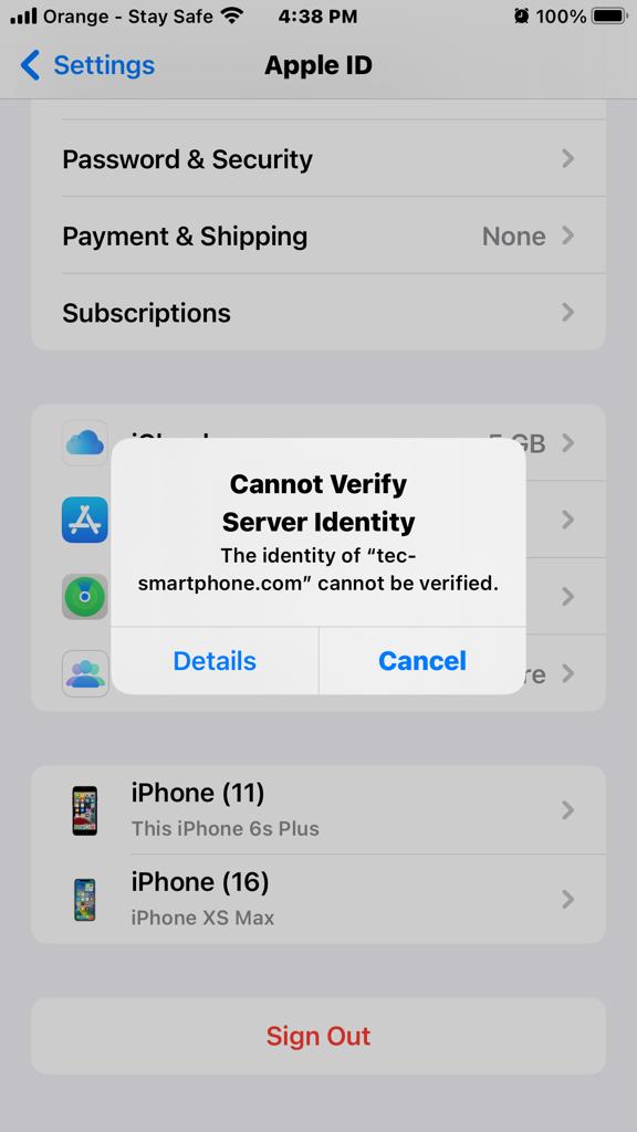 cannot-verify-server-identity-apple-community