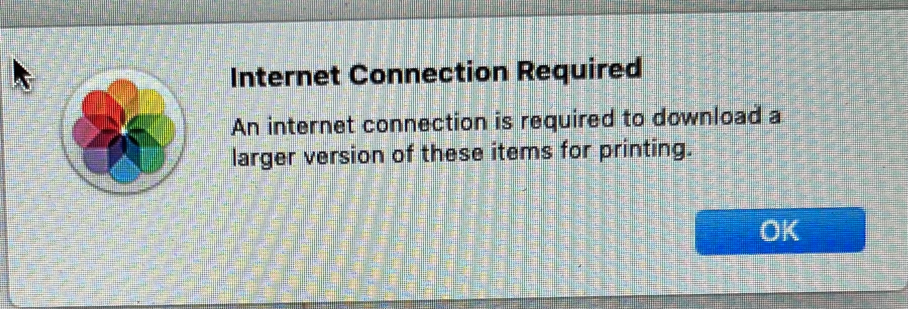 Internet Connection Required, Error
