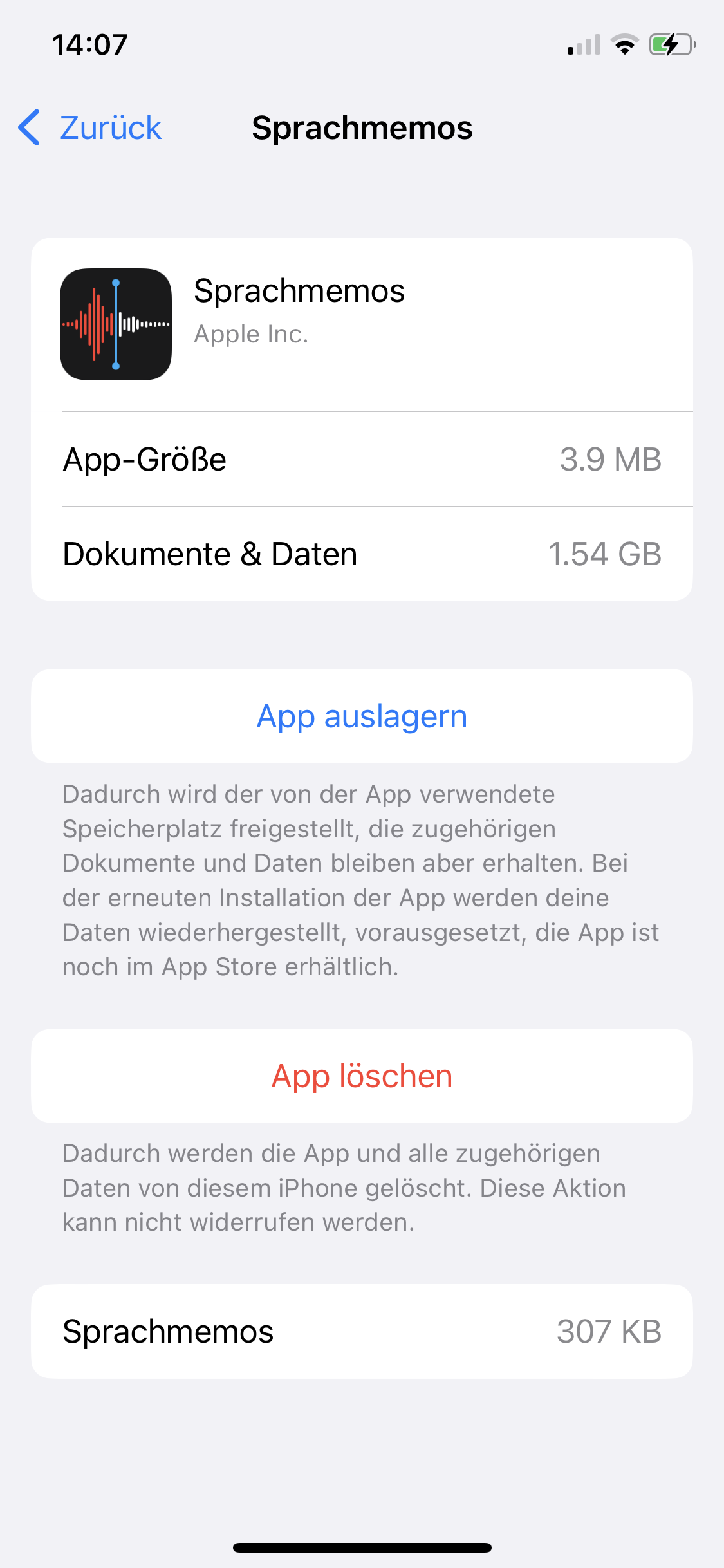 Sprachmemos Speicher Dokumente & Daten - Apple Community