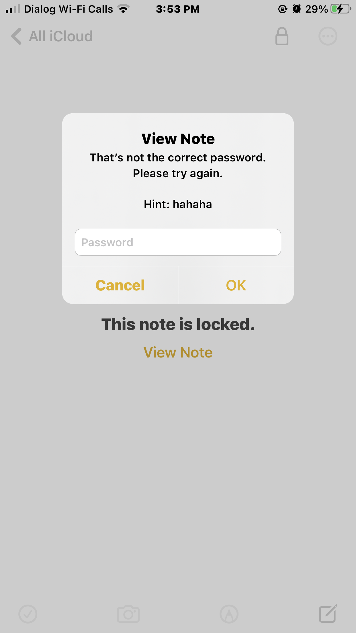Hi Enable to login to locked notes Apple Community