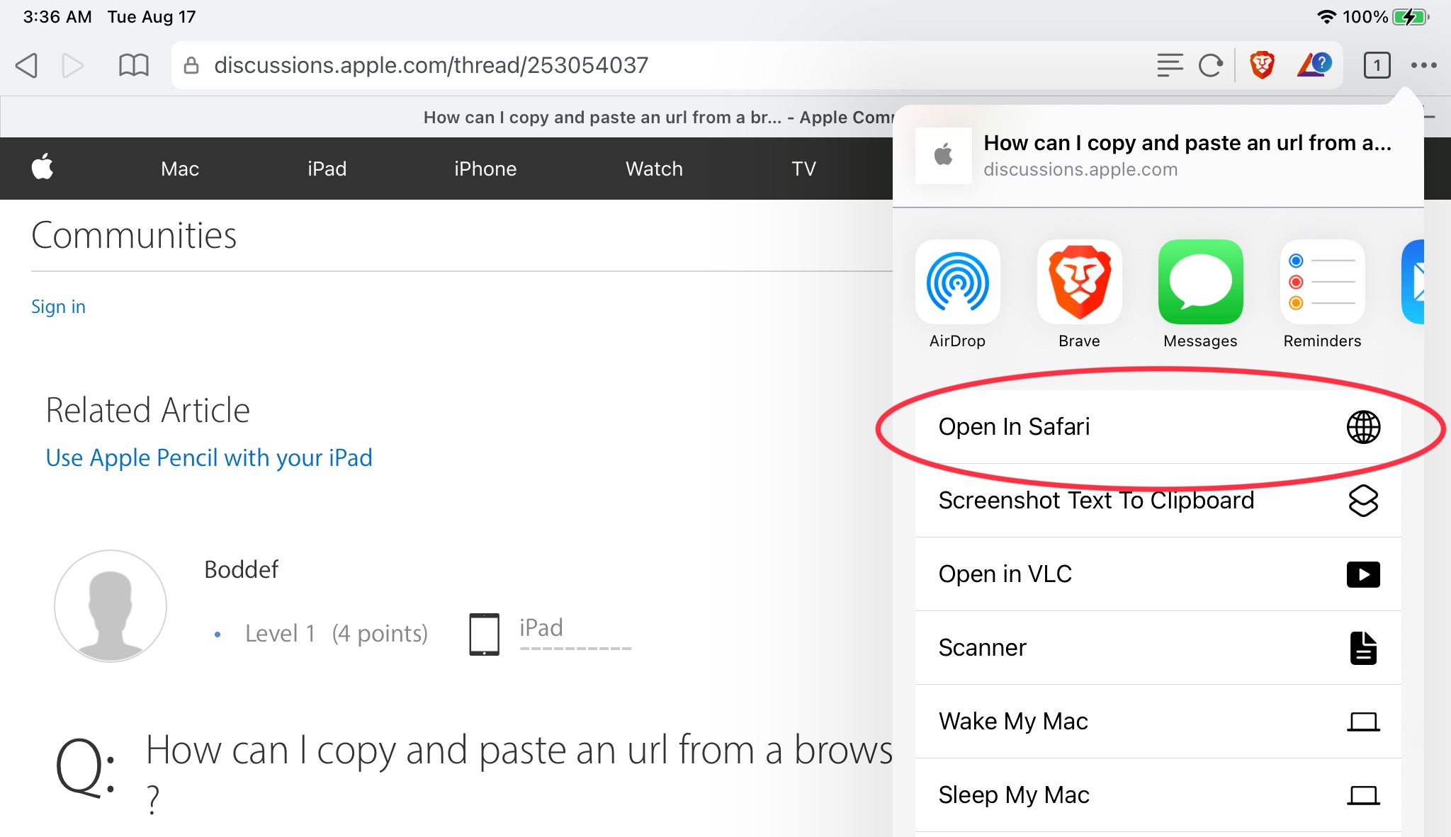 How can I copy and paste an url from a br… - Apple Community