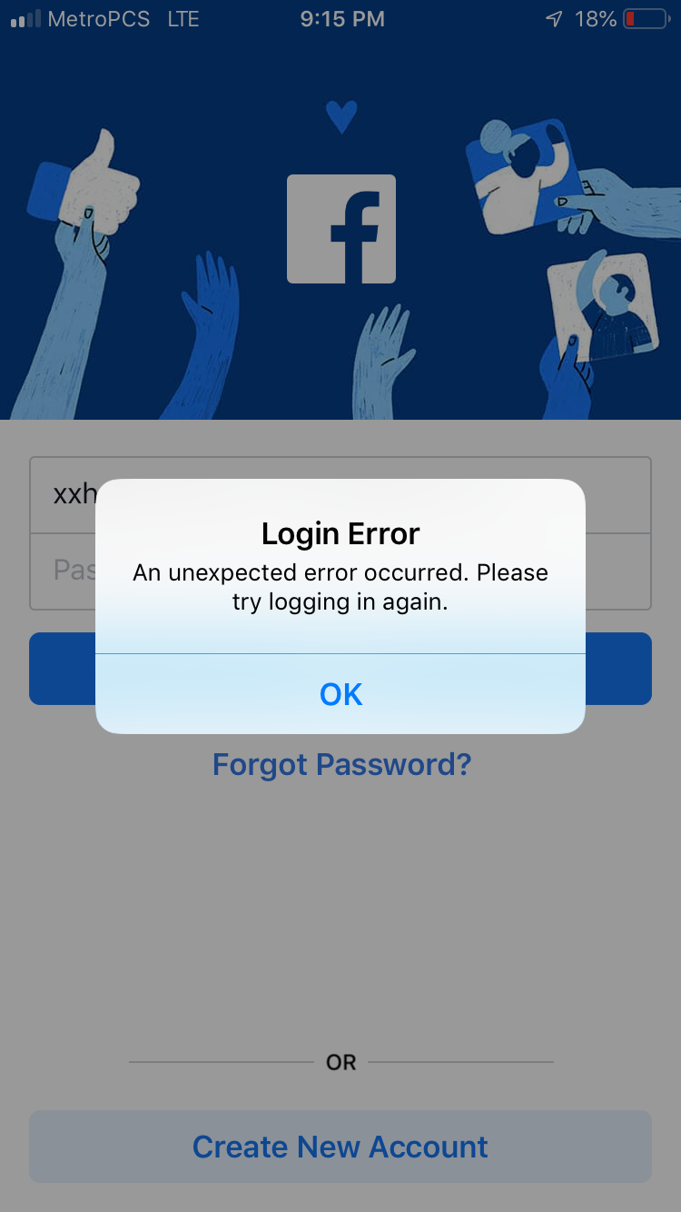 Can't login into Facebook. Login error. H… - Apple Community