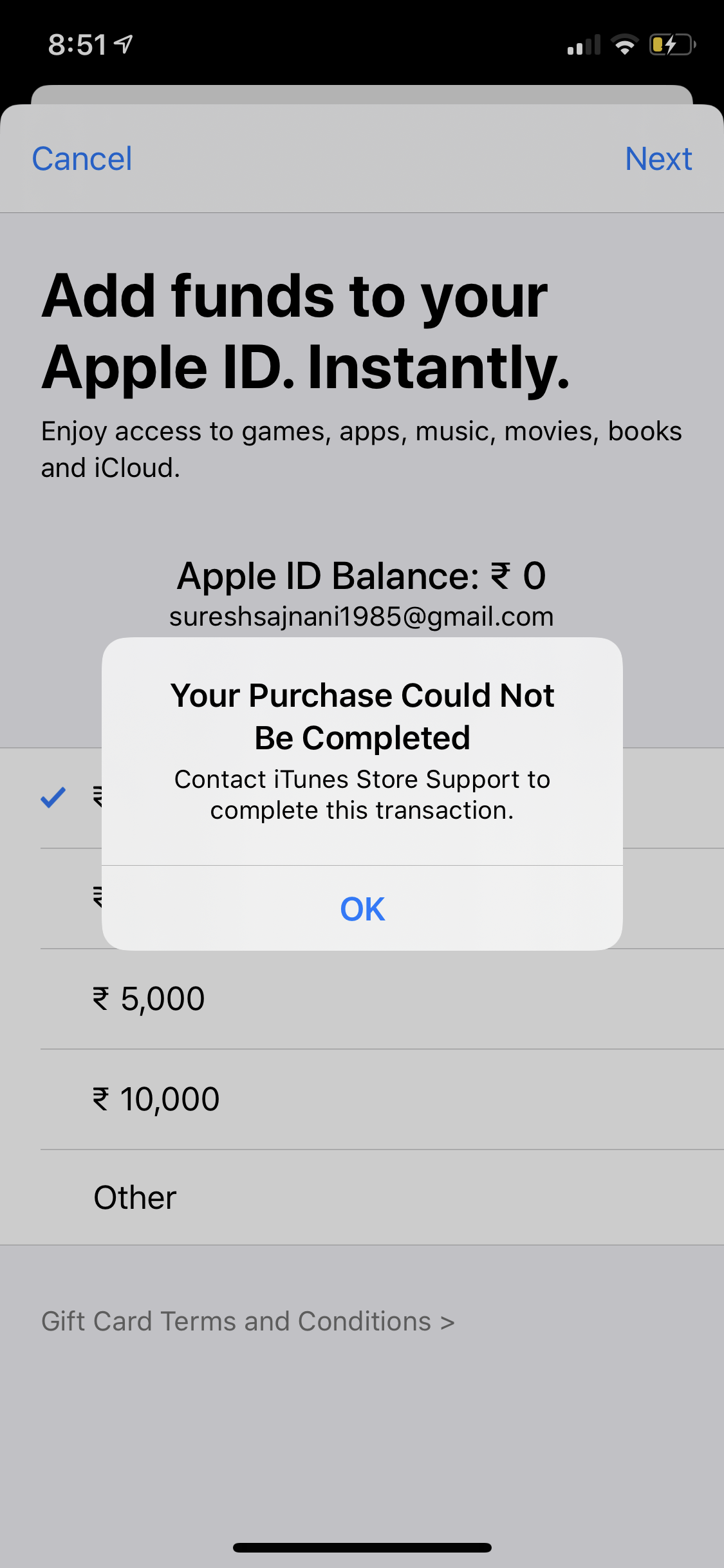 unable to redeem my Apple Store gift card… - Apple Community