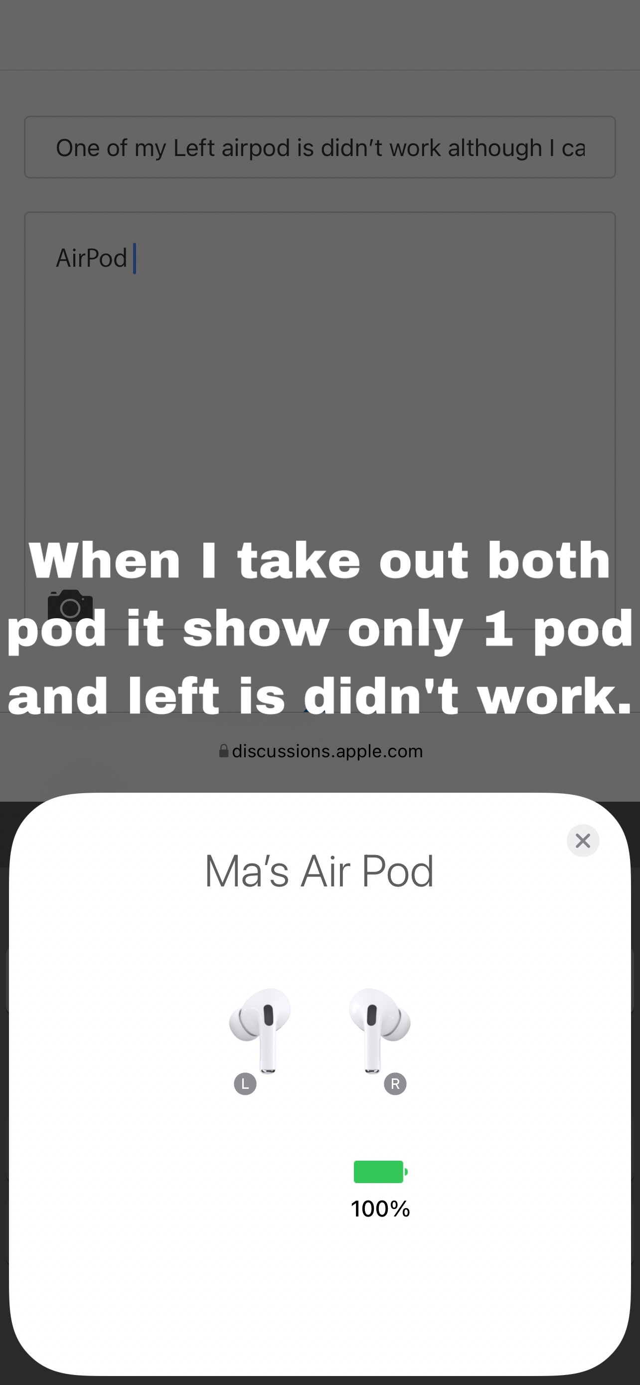 One of my Left airpod is didn’t work alth… Apple Community