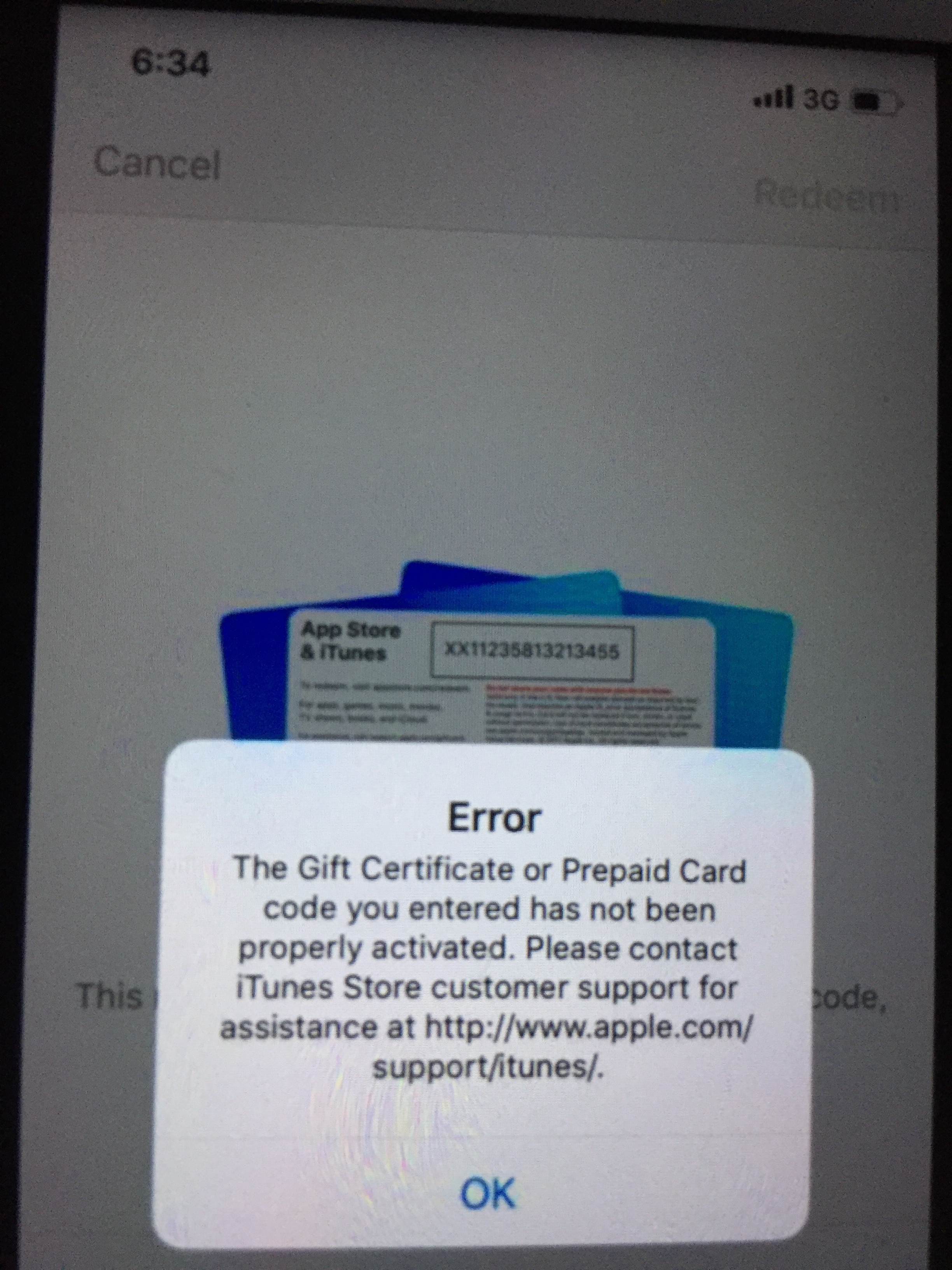 Apple gift card won't load - Apple Community