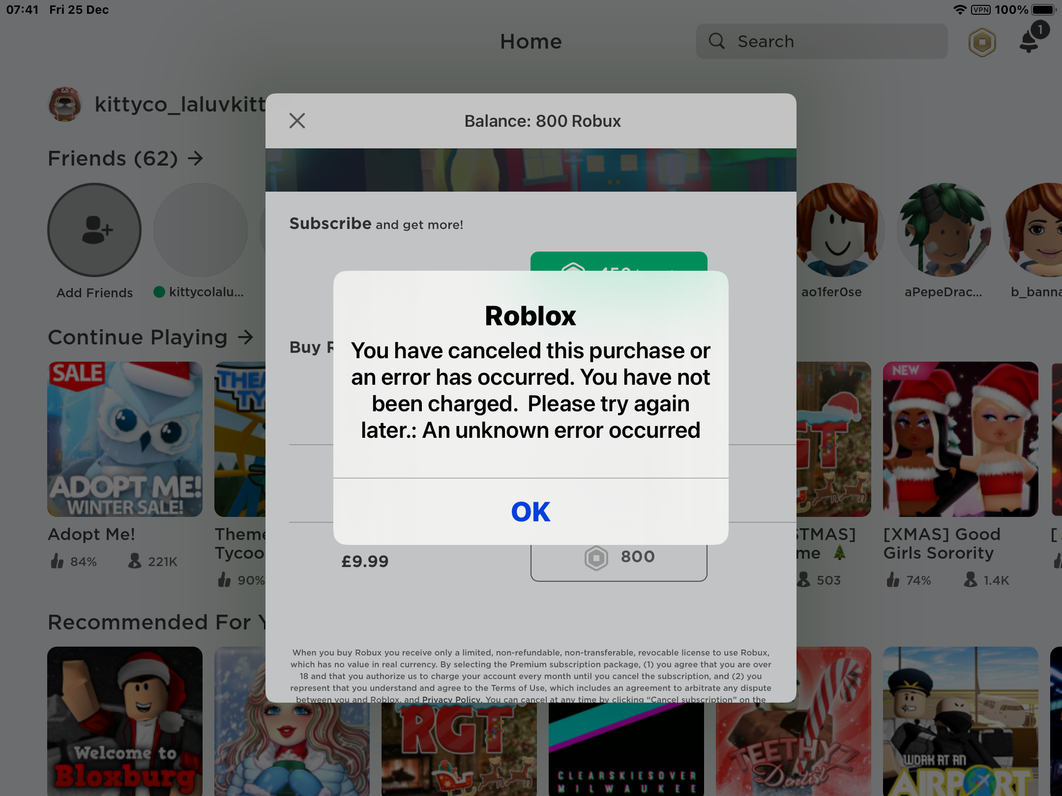 When I Make A Purchase On Roblox A Game Apple Community - how to cancel a game in roblox