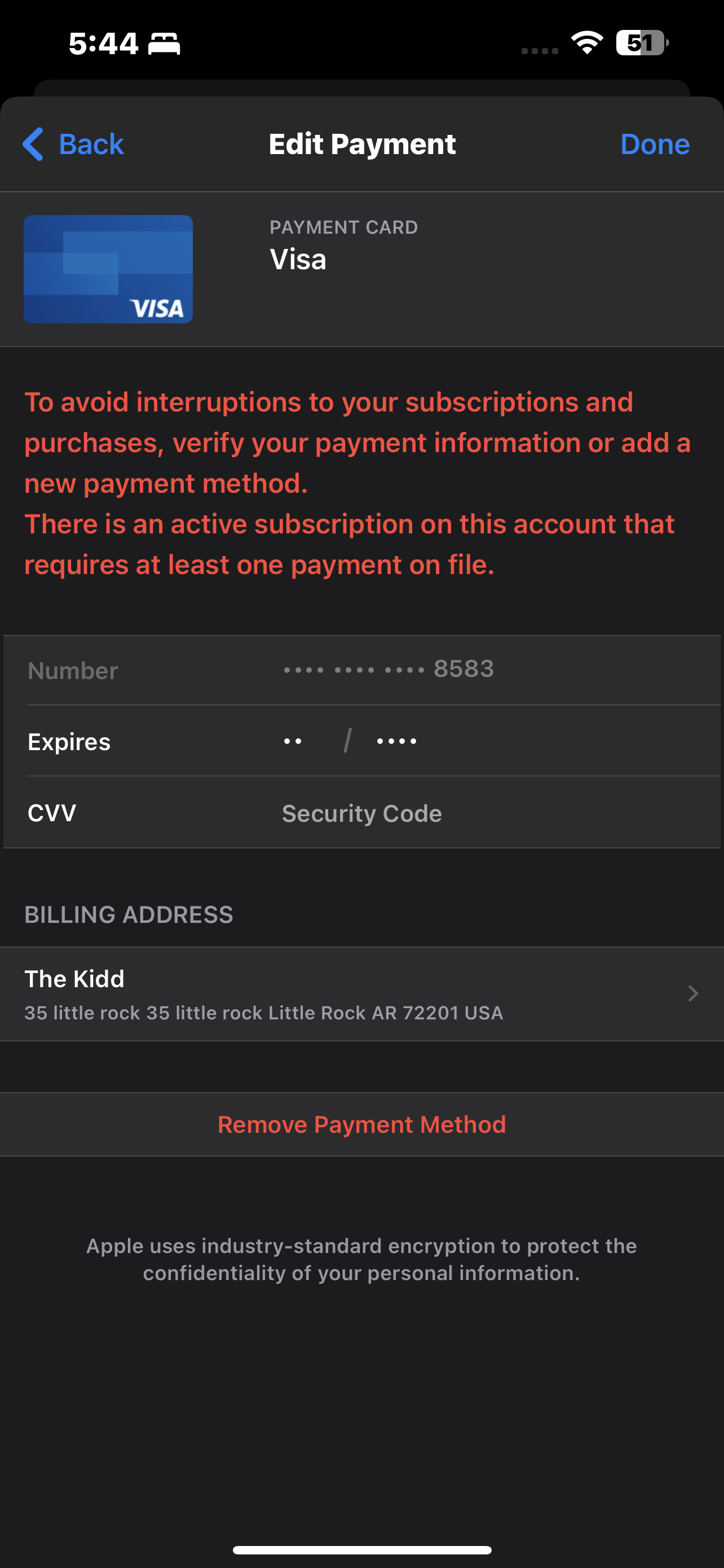 Payment Method On File Apple Community