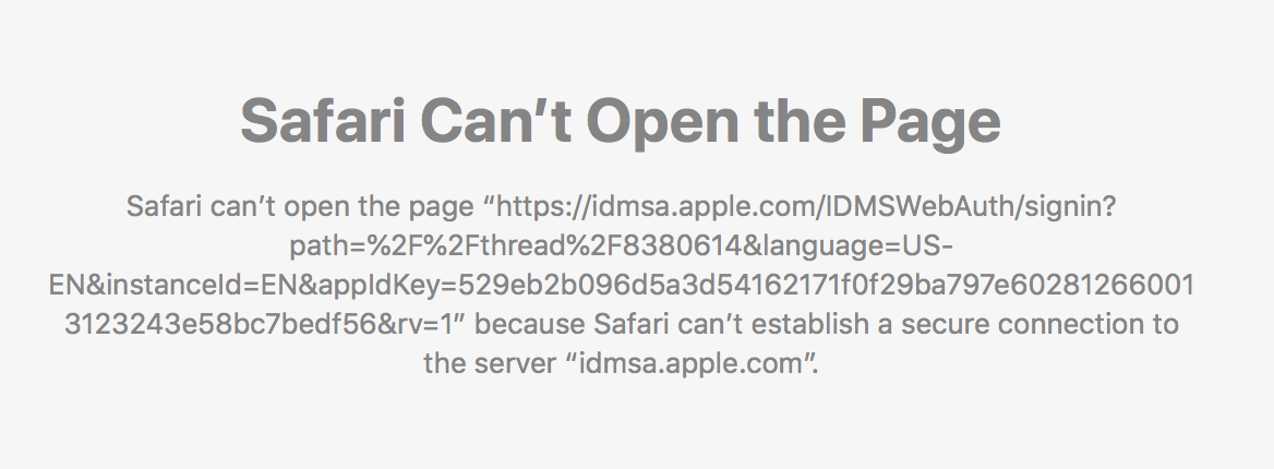 Safari can&rsquo;t establish a secure connectio… - Apple Community