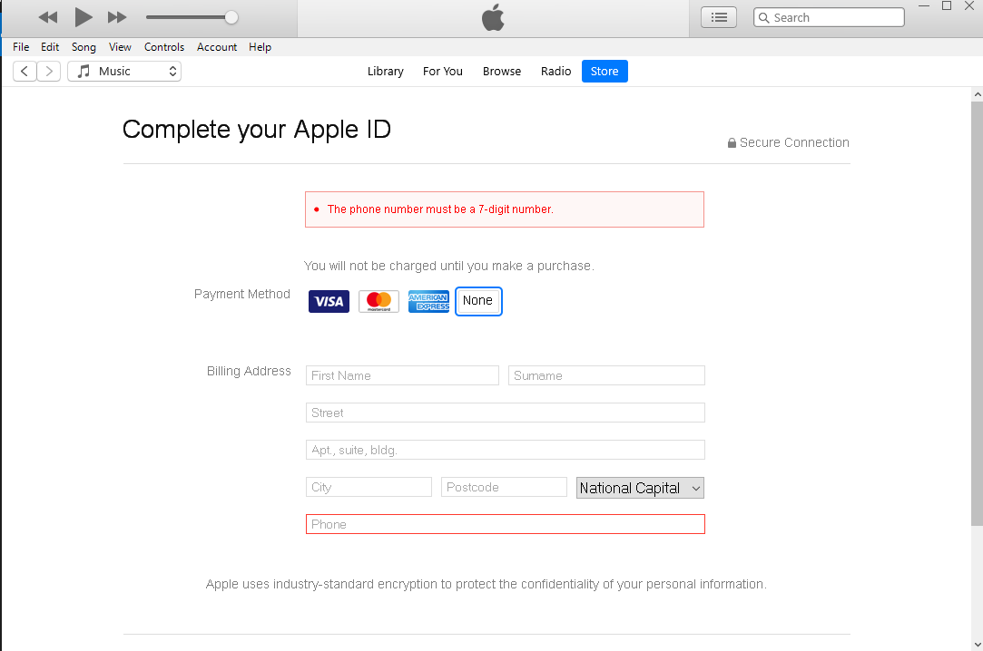 7 digit Phone Number Completing Apple ID Apple Community