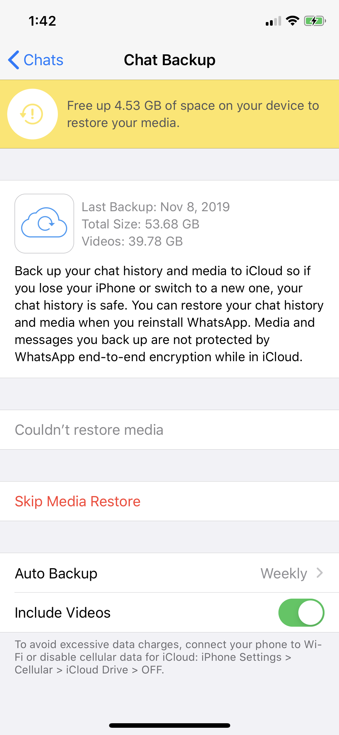 Whatsapp restore - Apple Community