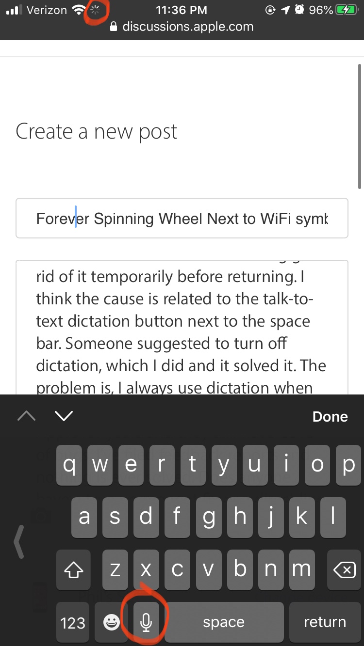 Forever Spinning Wheel Next To WiFi Symbol Apple Community