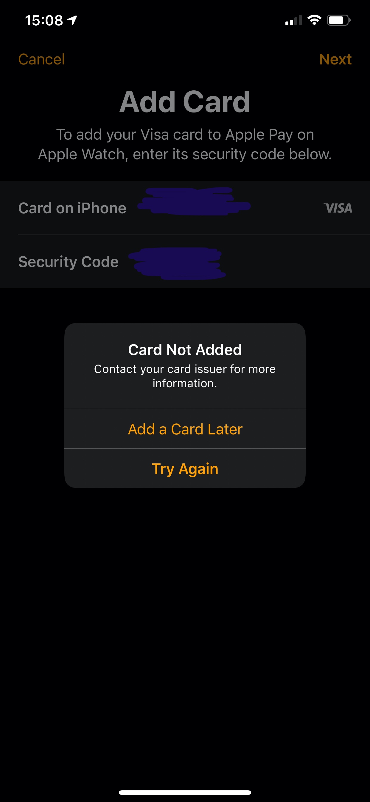 Cannot Add Card To Wallet And Apple Pay Apple Community