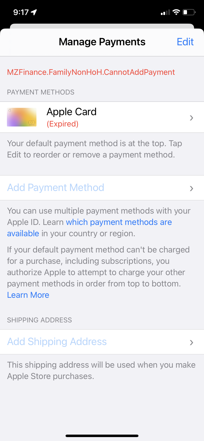 I Can t Update My Payment Method Apple Community