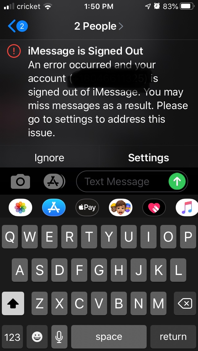 My iPhone keeps signing out of iMessage f… Apple Community