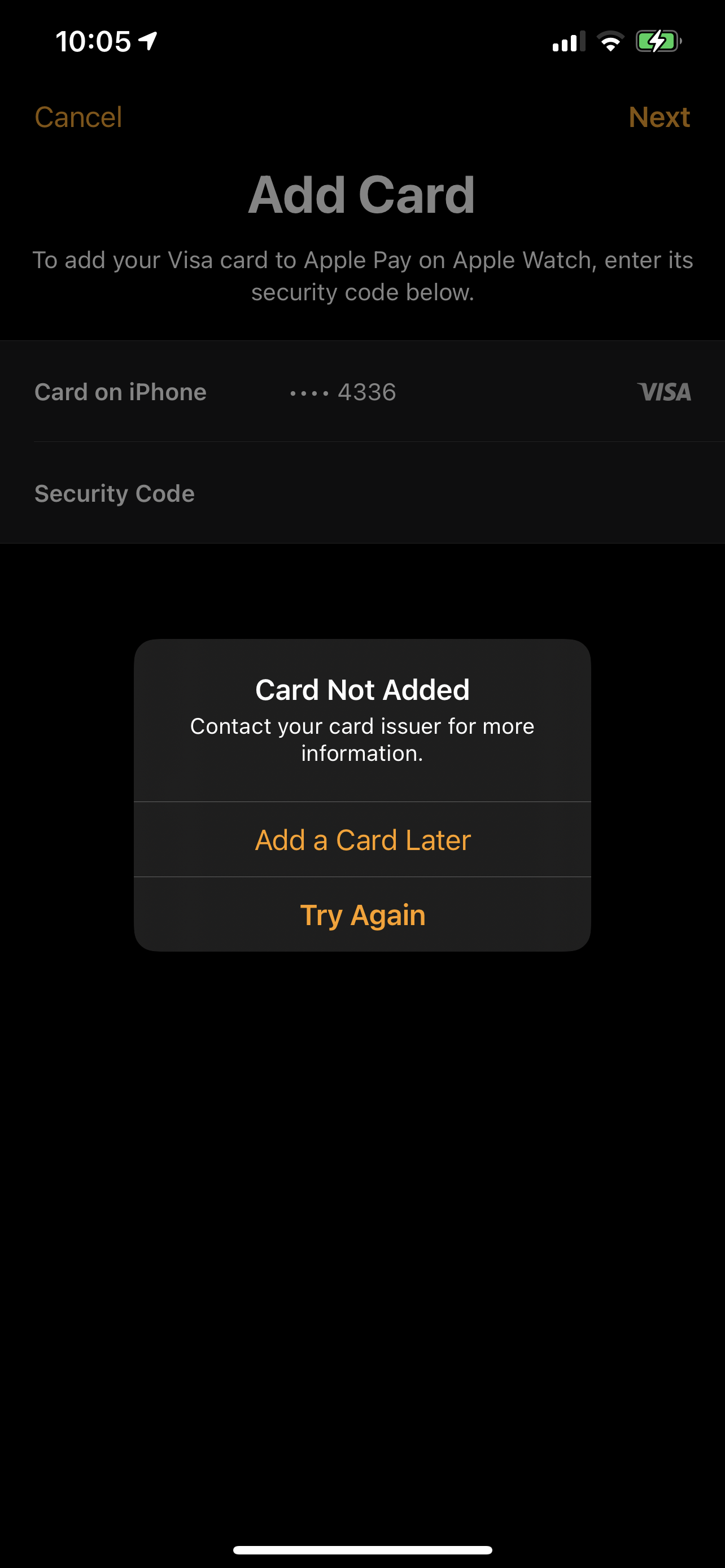  Card Not Added Contact Your Card Issuer Apple Community