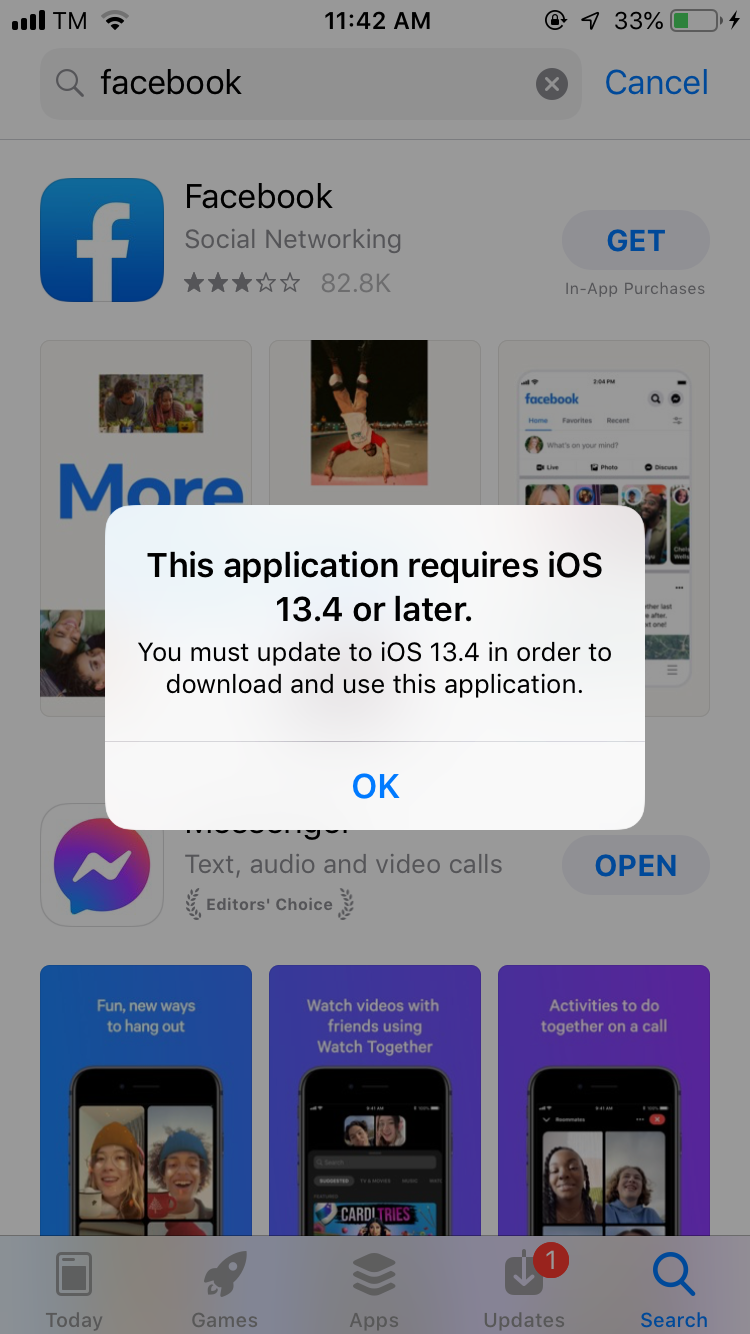 Why Cant I Install Facebook On My Iphone Apple Community