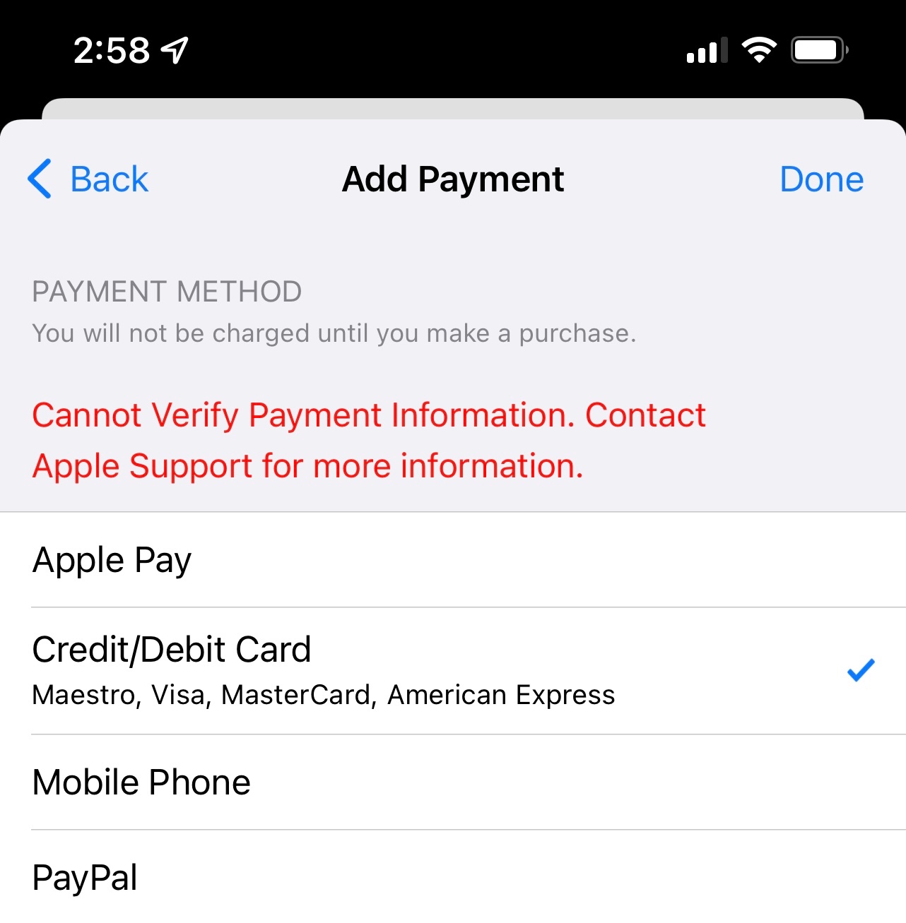 Cannot Verify Payment Information Apple Community