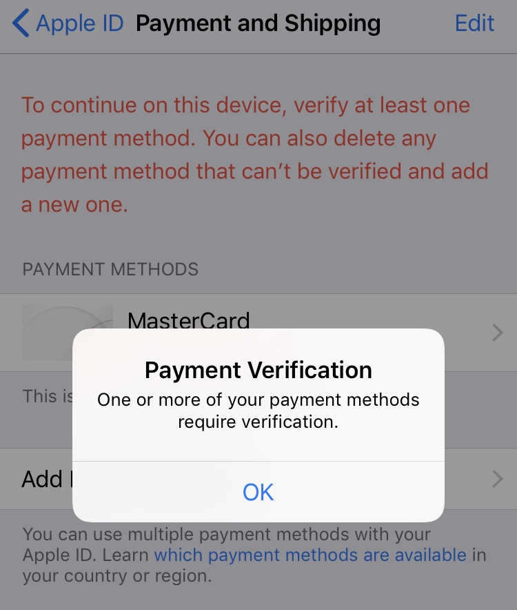 Your payment method was declined что делать apple