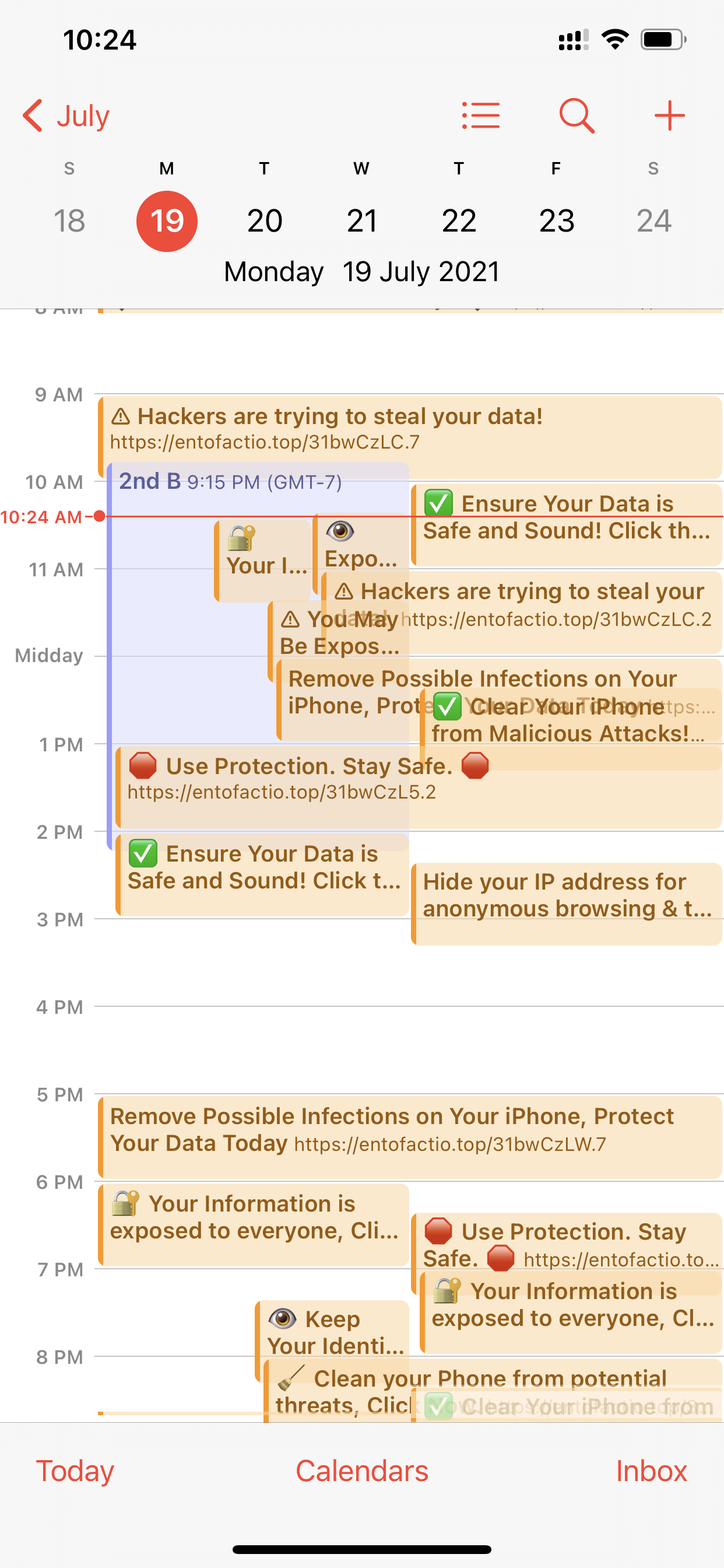 A warning is show in calendar about haker Apple Community