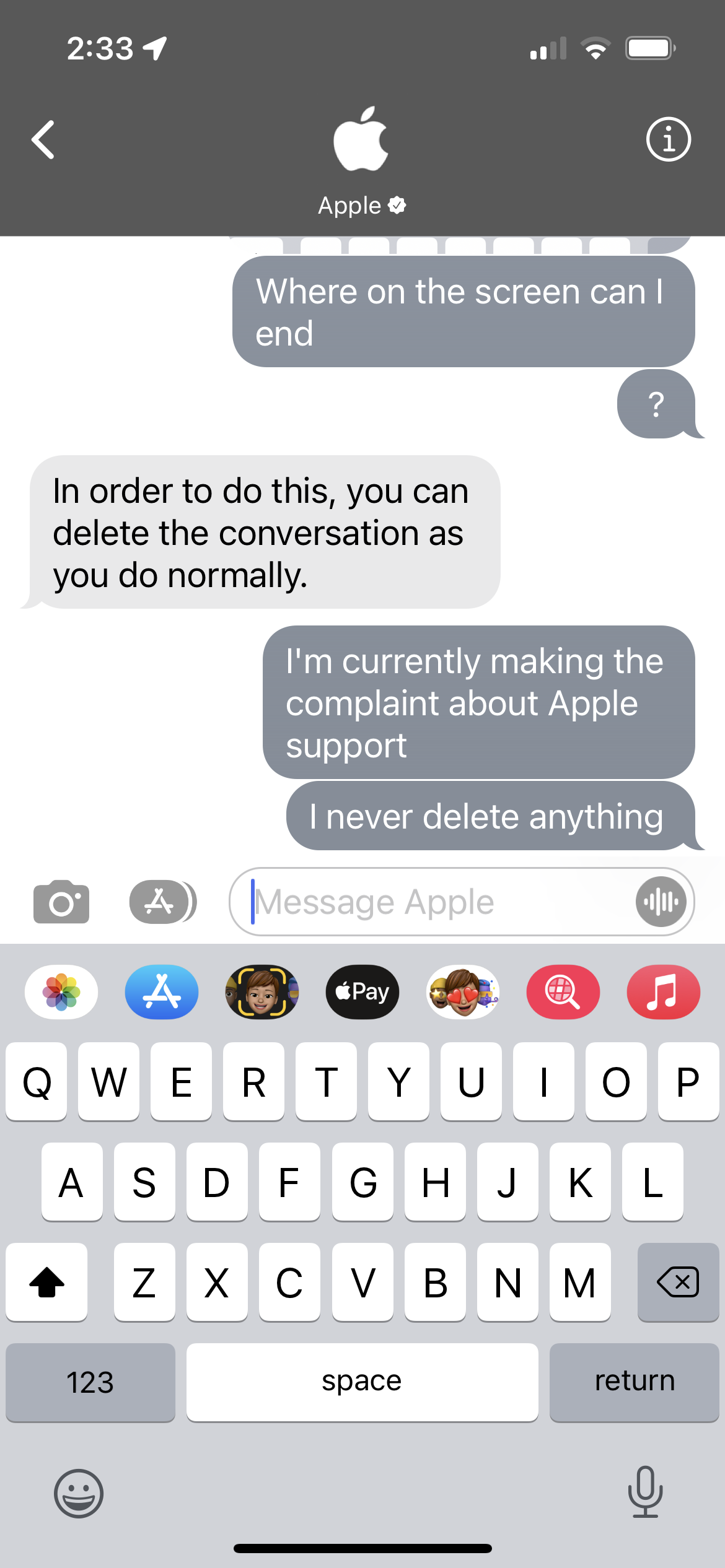 Apple support chat