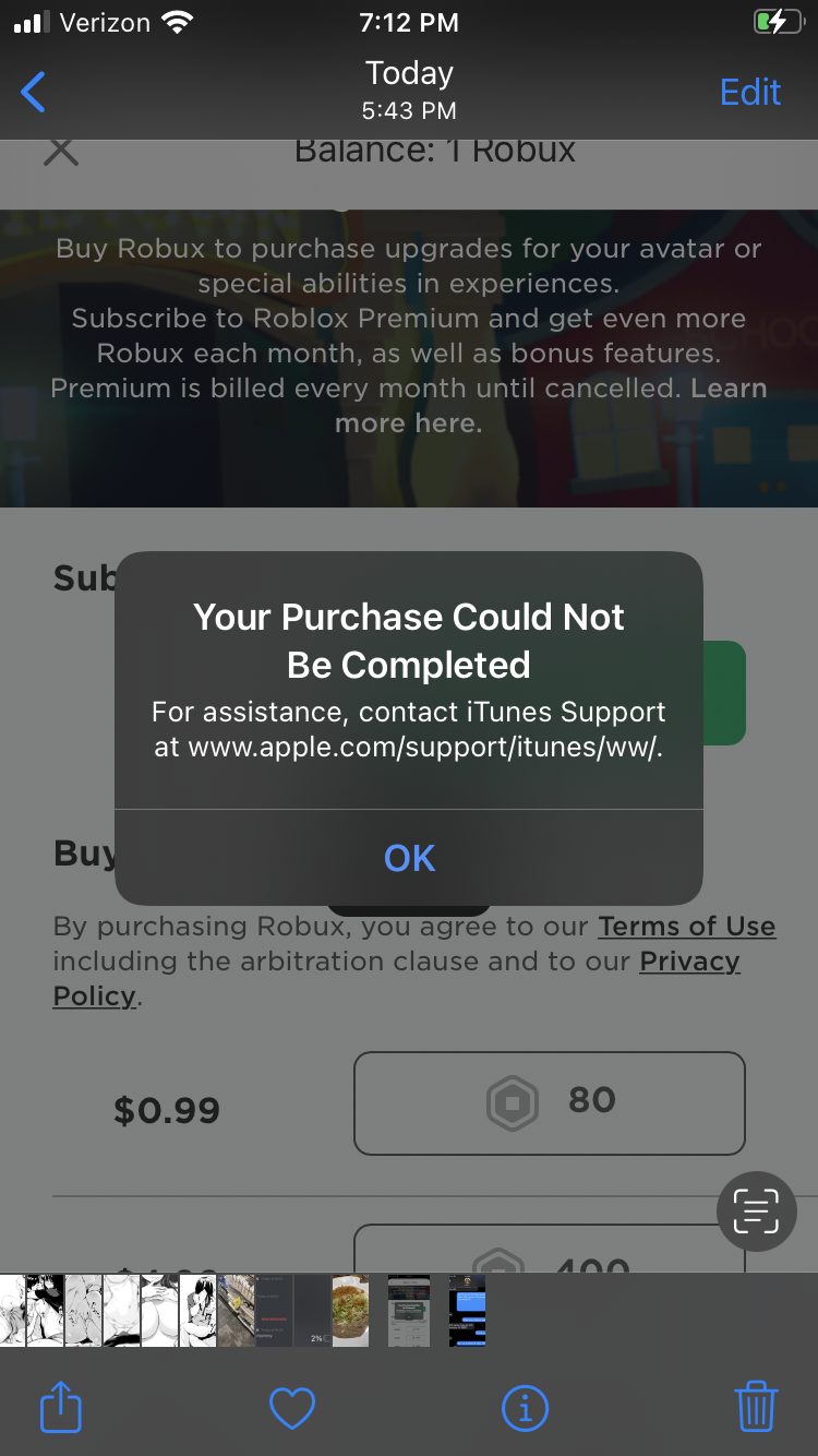 Roblox purchasing error - Apple Community