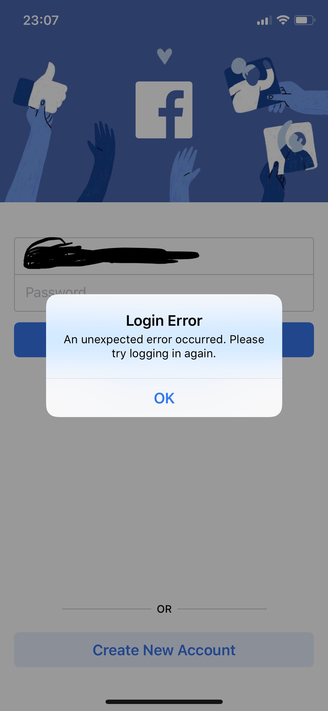 Does anyone know how to fix this error when logging in using FB