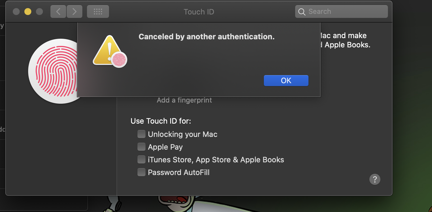 Touch ID on Mac is cancelled by another a… - Apple Community