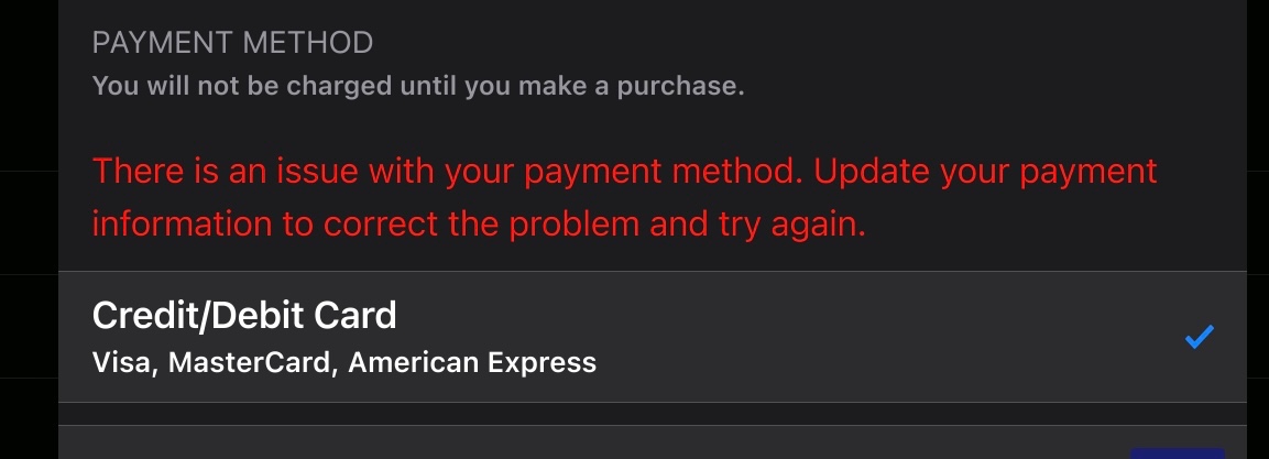 Payment Card Issue - Apple Community