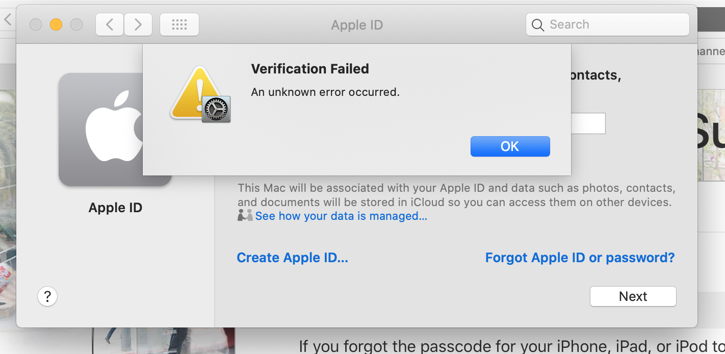 Device verification failed. Аватарка Apple ID.