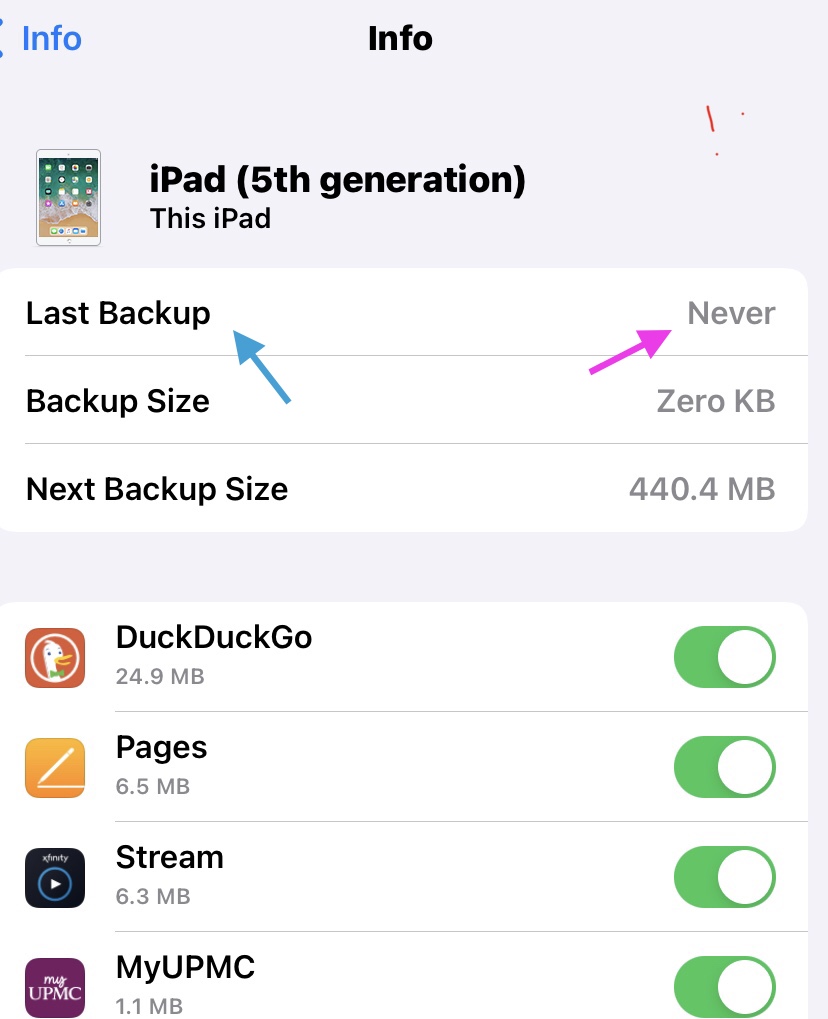 Back up ~ iCloud - Apple Community